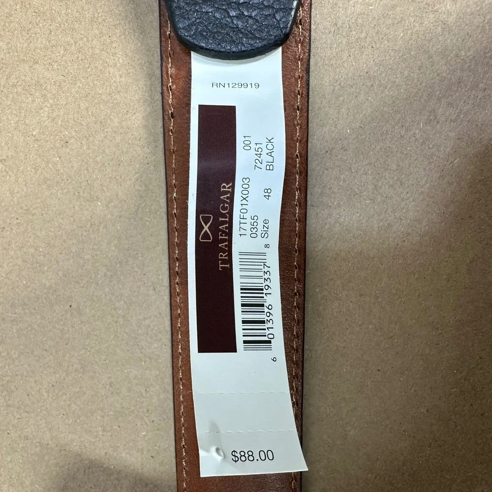 Trafalgar Belt Strap Mens 48 Black Full Grain Leather Replacement No Buckle